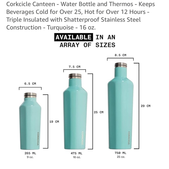 NWOT Corkcicle Blue Water Bottle - Picture 7 of 11